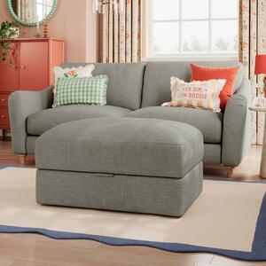 Hattie Slub Faux Linen Storage Footstool