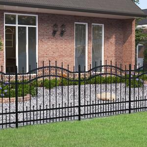 Garden Fence with Spear Top Black 140 cm Powder-coated Steel