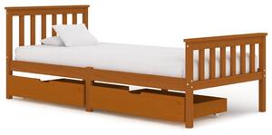 Bed Frame with 2 Drawers Honey Brown Solid Pine Wood 100x200 cm