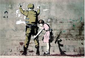 Poster Banksy street art - Graffiti Soldier and girl, (59 x 42 cm)