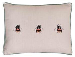 Meg Hawkins Bee Rectangular Cushion with Wooden Buttons