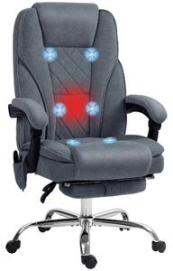 Vinsetto Massage Office Chair, Heated Reclining Computer Chair with Adjustable Height and Footrest, Dark Grey