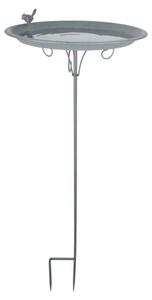 Fallen Fruits Grey Metal Bird Bath On Stick