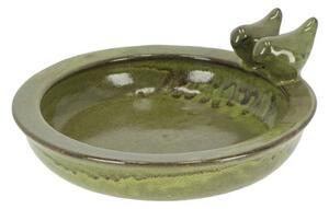 Fallen Fruits Green Ceramic Round Bird Bath