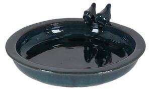 Fallen Fruits Petrol Ceramic Round Bird Bath