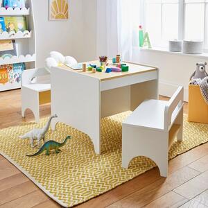 Kids Colby Play Table Set, White Natural