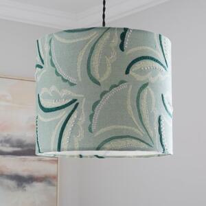 Heart & Soul Green Leaf Embroidered Drum Lamp Shade