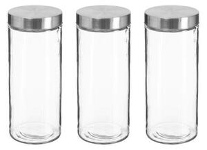 Set of 3 Screw Top Lid Glass Storage Jars