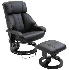HOMCOM Recliner Massage Chair W/Foot Stool-Black
