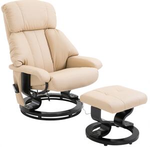HOMCOM Luxury Fuax leather Chair Recliner Electric Massage Chair Sofa 10 Massager with Foot Stool White