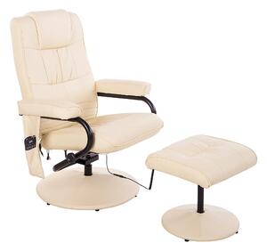 HOMCOM Manual Sofa Reclining Armchair PU Leather Massage Recliner Chair and Ottoman, Beige