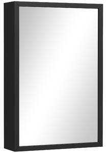 Kleankin Bathroom Cabinet with Mirror, Wall Mounted Bathroom Mirror Cabinet with Storage Shelves, 40 x 12 x 60 cm, Black