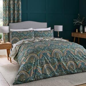 Palais Reversible Teal Duvet Cover and Pillowcase Set