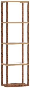 HOMCOM LED Floor Lamp with Glass Shelves, 4 Layers Dimmable Tall Standing Lamp, Modern Column Shelf Floor Light for Living Room, Bedroom, Office, Rustic Brown