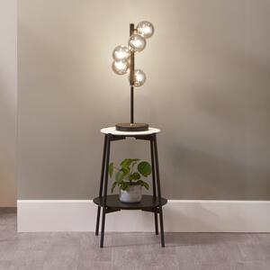 Blair Smoke Glass Ball and Black Metal Table Lamp