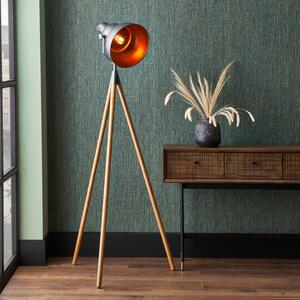 Larkin Wooden Tripod Film Floor Lamp