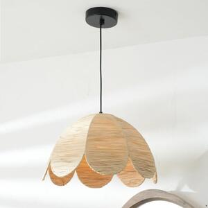 Petal Scalloped Raffia Pendant Light