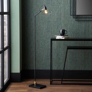 Canton Matt Black and Glass Cone Floor Lamp