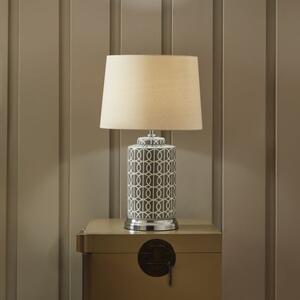 Aris Grey and White Geo Pattern Table Lamp