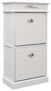 Shoe Cabinet White 50x28x98 cm Paulownia Wood