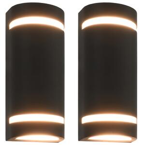 Outdoor Wall Lights 2 pcs 35 W Black Half-round