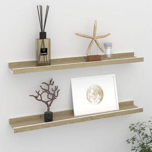 Wall Shelves 2 pcs White and Sonoma Oak 60x9x3 cm