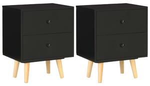 Bedside Cabinets 2 pcs Black 40x30x50 cm Solid Pinewood