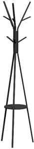 HOMCOM 180cm Free Standing Metal Coat Rack Stand 9 Hooks Clothes Tree with 1 Shelf Hat Display Hall Tree Hanger Bag Umbrella Hanging Organiser (Black)