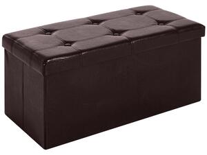HOMCOM Folding Storage Ottoman, Faux Leather Cube Bench Seat, PU Rectangular Footrest Stool Box, Brown Aosom UK