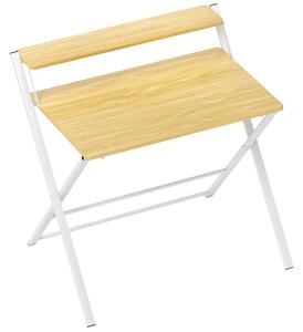 HOMCOM Compact Folding Desk for Small Spaces, Foldable Computer Desk with Storage Shelf, Ideal for Home Office, Maple Wood-effect Aosom UK