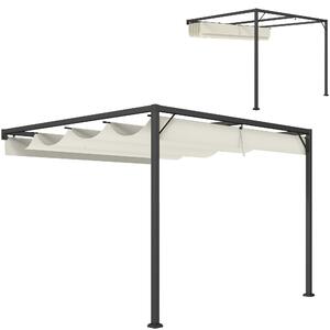 Outsunny 3 x 3(m) Outdoor Pergola with Retractable Canopy -Cream White