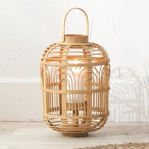 Natural Bamboo and Glass Lantern