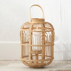 Natural Bamboo and Glass Lantern