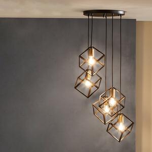 Alessio Matt Black Metal 5 Light Cluster Ceiling Light