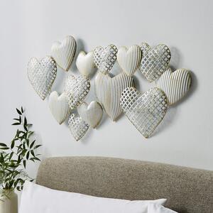 Warm White Hearts Metal Wall Art