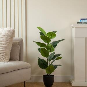 Artificial Real Touch Rubber Tree in Black Plastic Plant Pot