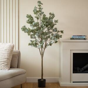 Artificial Eucalyptus Tree in Black Plastic Plant Pot