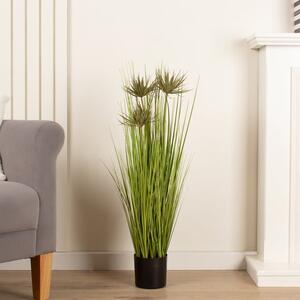 Artificial Papyrus Plant in Black Plastic Plant Pot