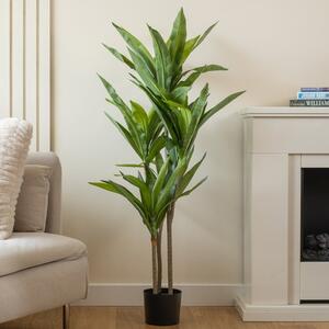 Artificial Real Touch Dracaena Tree in Black Plastic Plant Pot