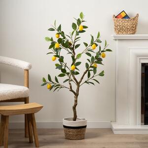 Artificial Lemon Tree in Black Plastic Plant Pot