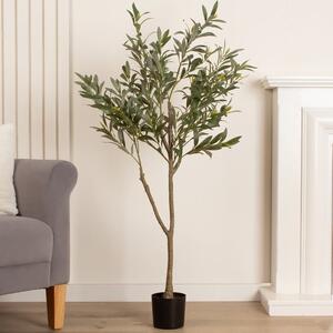 Artificial Olive Tree in Black Plastic Plant Pot