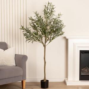 Artificial Olive Tree in Black Plastic Plant Pot