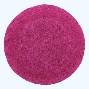 Homescapes Luxury Reversible Raspberry Round 100% Cotton Bath Mat, 80 cm Round, Machine Washable, Super Absorbent, Soft and Tufted, Eco Friendly