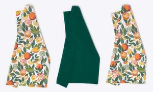 Homescapes Set of 3 100% Cotton Citrus Tea Towels, 45 x 65 cm, Yellow, Orange, Green, Durable, Absorbent