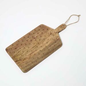 Homescapes 100% Mango Wood Etched Chopping Board, 50 x 25 x 2 cm, Natural, Hearts, Decorative, Food Safe