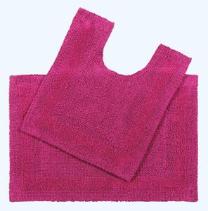 Homescapes Luxury Reversible Raspberry 100% Cotton Pedestal and Bath Mat Set, Machine Washable, Super Absorbent, Soft and Hand-Tufted, Eco Friendly