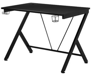 HOMCOM Gaming Desk Computer Table Metal Frame with Cup Holder, Headphone Hook, Cable Hole, Black