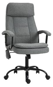 Vinsetto Executive Chair with Massage Lumbar Pillow, Breathable Linen Fabric, Adjustable Height & Smooth Swivel, Grey Aosom UK