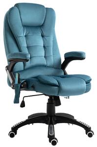 Vinsetto Heated Massage Office Chair, Velvet-Feel Fabric Executive Office Chair with 6 Massage Points, 360° Swivel Wheels, Blue Aosom UK