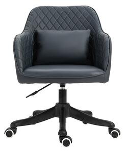 Vinsetto Massage Office Chair, PU Leather Desk Chair, Makeup Vanity Chair w/ Massage Lumbar Pillow and Rolling Wheels, Deep Blue Aosom UK